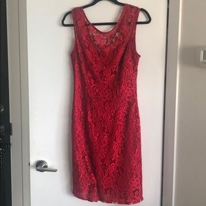 Red lace bodycon dress